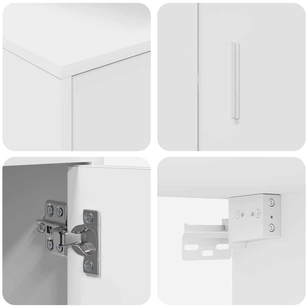 Set de 4 piese pentru cabinet TV 4 pcs Alb Lemn compozit GartenMobel Dekor