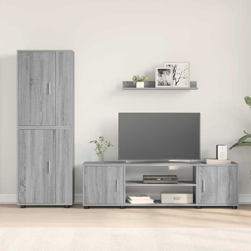 Set de 4 piese pentru cabinet TV 4 pcs sonoma gri Lemn compozit GartenMobel Dekor