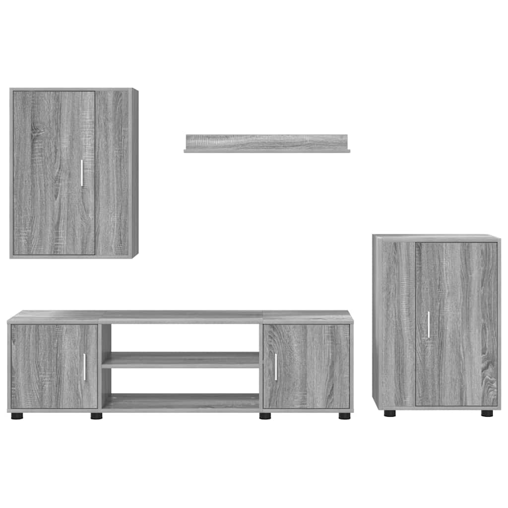 Set de 4 piese pentru cabinet TV 4 pcs sonoma gri Lemn compozit GartenMobel Dekor
