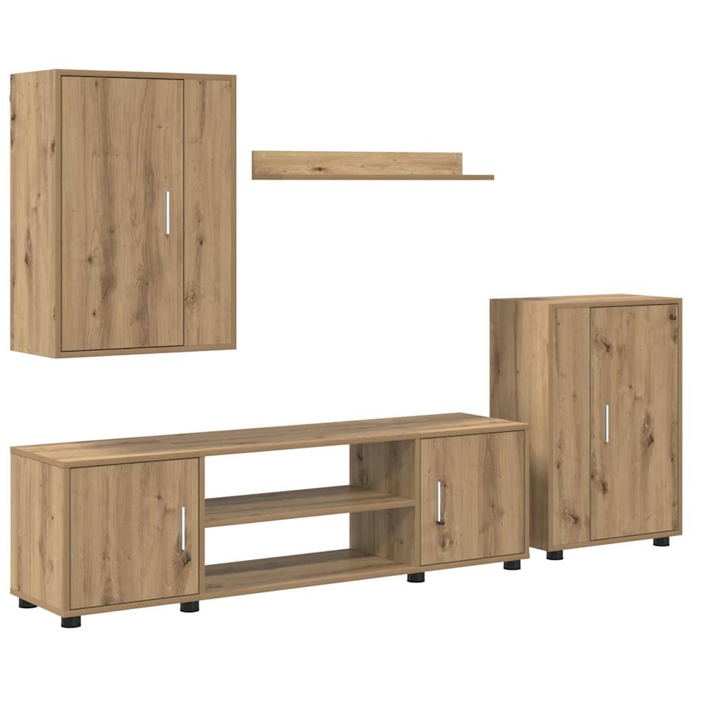 Set de 4 piese pentru cabinet TV 4 pcs stejar artizanal GartenMobel Dekor