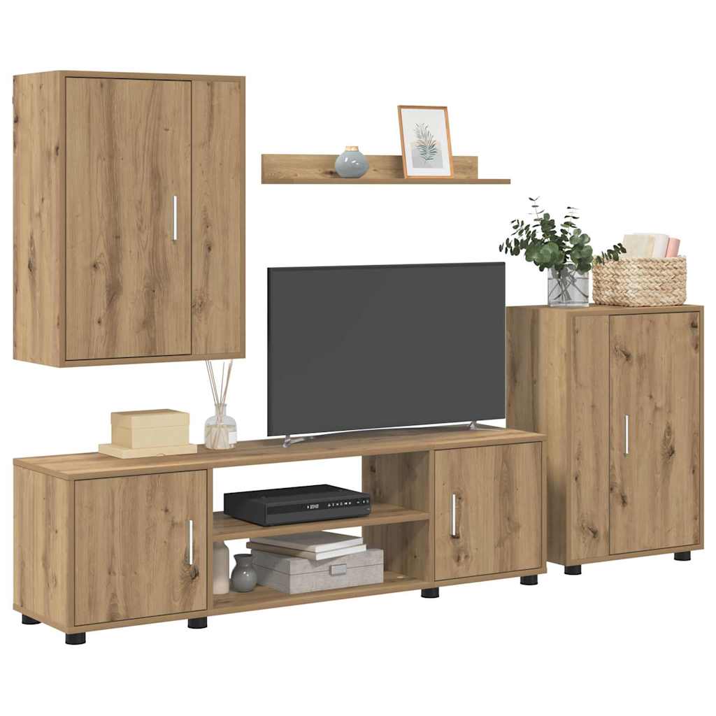 Set de 4 piese pentru cabinet TV 4 pcs stejar artizanal GartenMobel Dekor