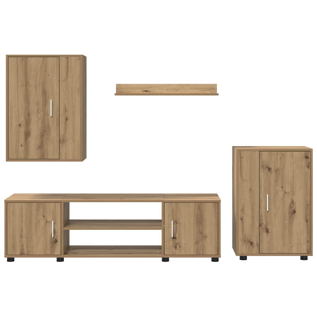 Set de 4 piese pentru cabinet TV 4 pcs stejar artizanal GartenMobel Dekor