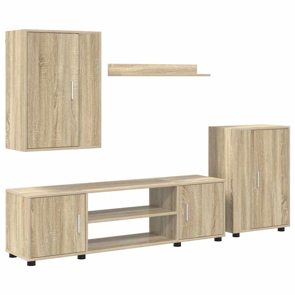 Set de 4 piese pentru cabinet TV Pe perete 4 pcs Stejar sonoma GartenMobel Dekor