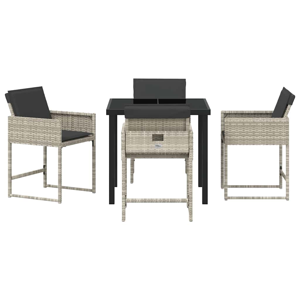 Set de masă pentru grădină 5 pcs Gri deschis poliratan GartenMobel Dekor