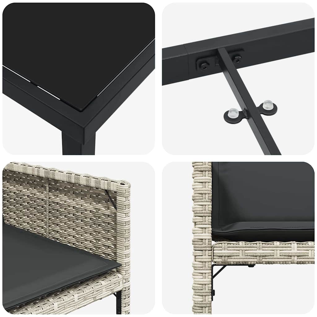 Set de masă pentru grădină 5 pcs Gri deschis poliratan GartenMobel Dekor