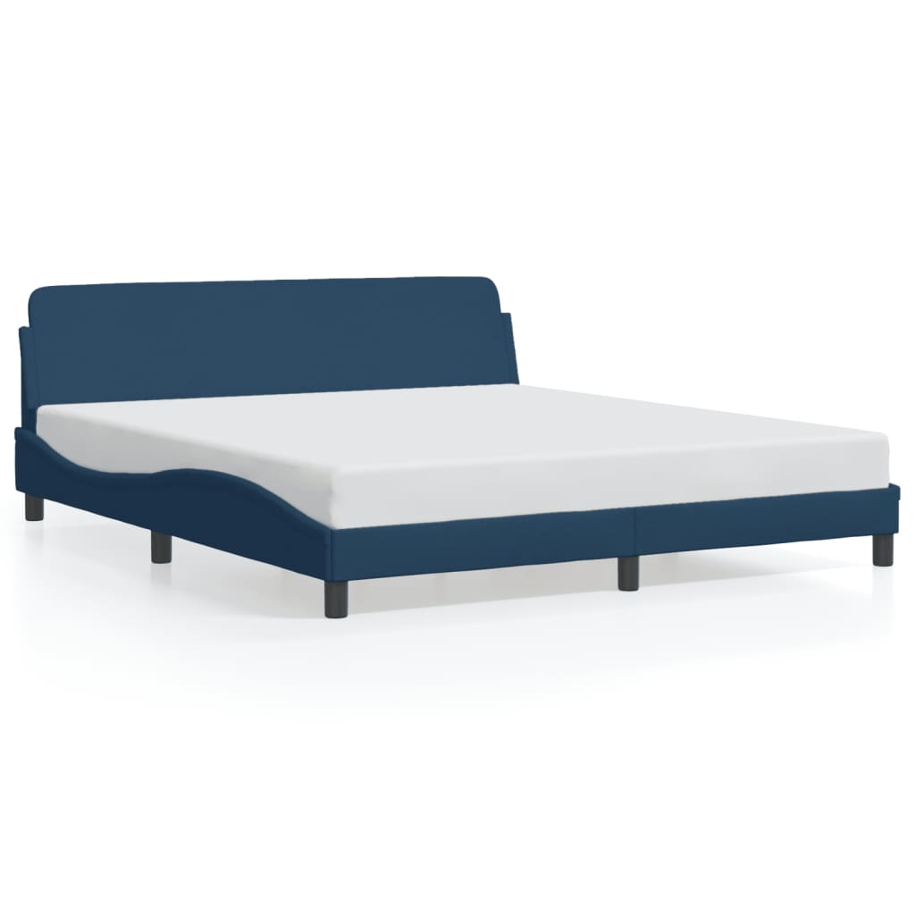 Cadru de pat cu tăblie fără saltea, albastru, 180x200cm, textil GartenMobel Dekor