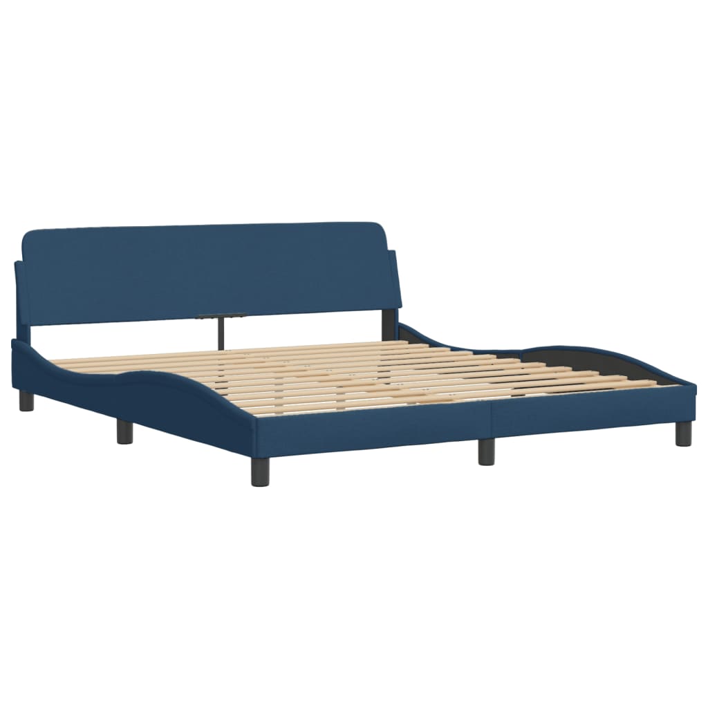 Cadru de pat cu tăblie fără saltea, albastru, 180x200cm, textil GartenMobel Dekor