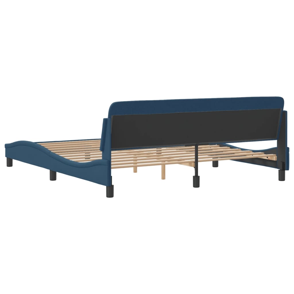 Cadru de pat cu tăblie fără saltea, albastru, 180x200cm, textil GartenMobel Dekor