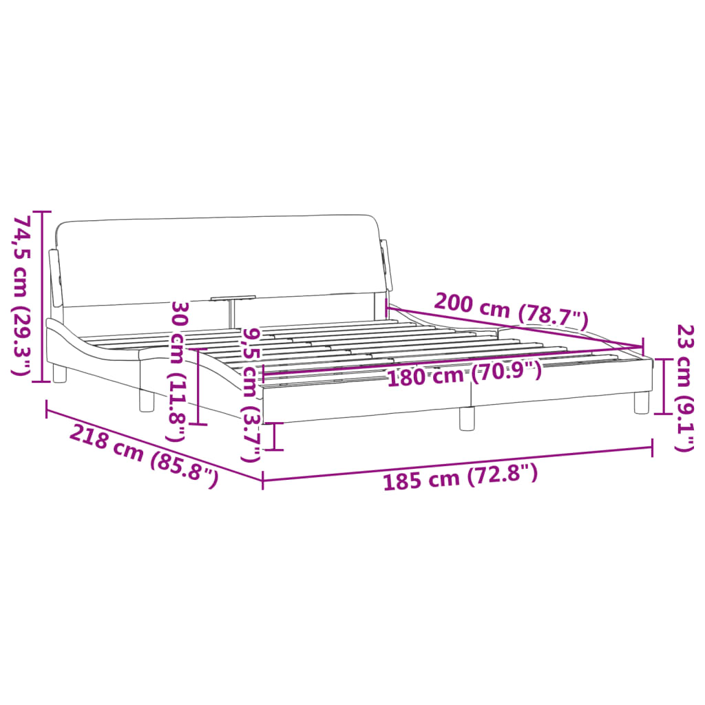Cadru de pat cu tăblie fără saltea, albastru, 180x200cm, textil GartenMobel Dekor