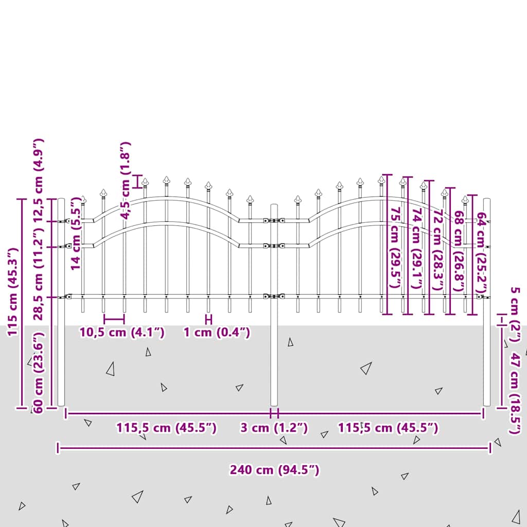 Gard de Grădină Alb 115 cm Oțel vopsit în pulbere GartenMobel Dekor
