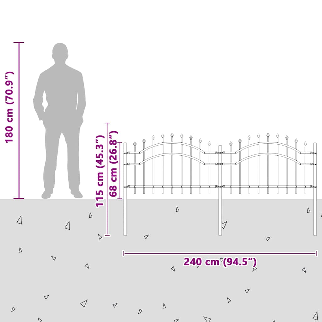 Gard de Grădină Alb 115 cm Oțel vopsit în pulbere GartenMobel Dekor