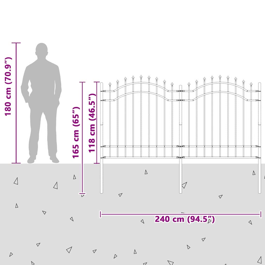 Gard de Grădină Alb 165 cm Oțel vopsit în pulbere GartenMobel Dekor