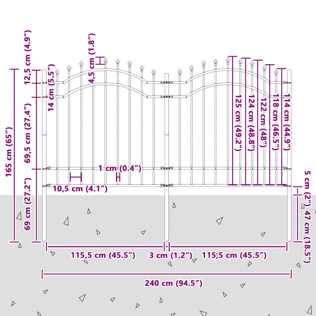 Gard de Grădină Alb 165 cm Oțel vopsit în pulbere GartenMobel Dekor