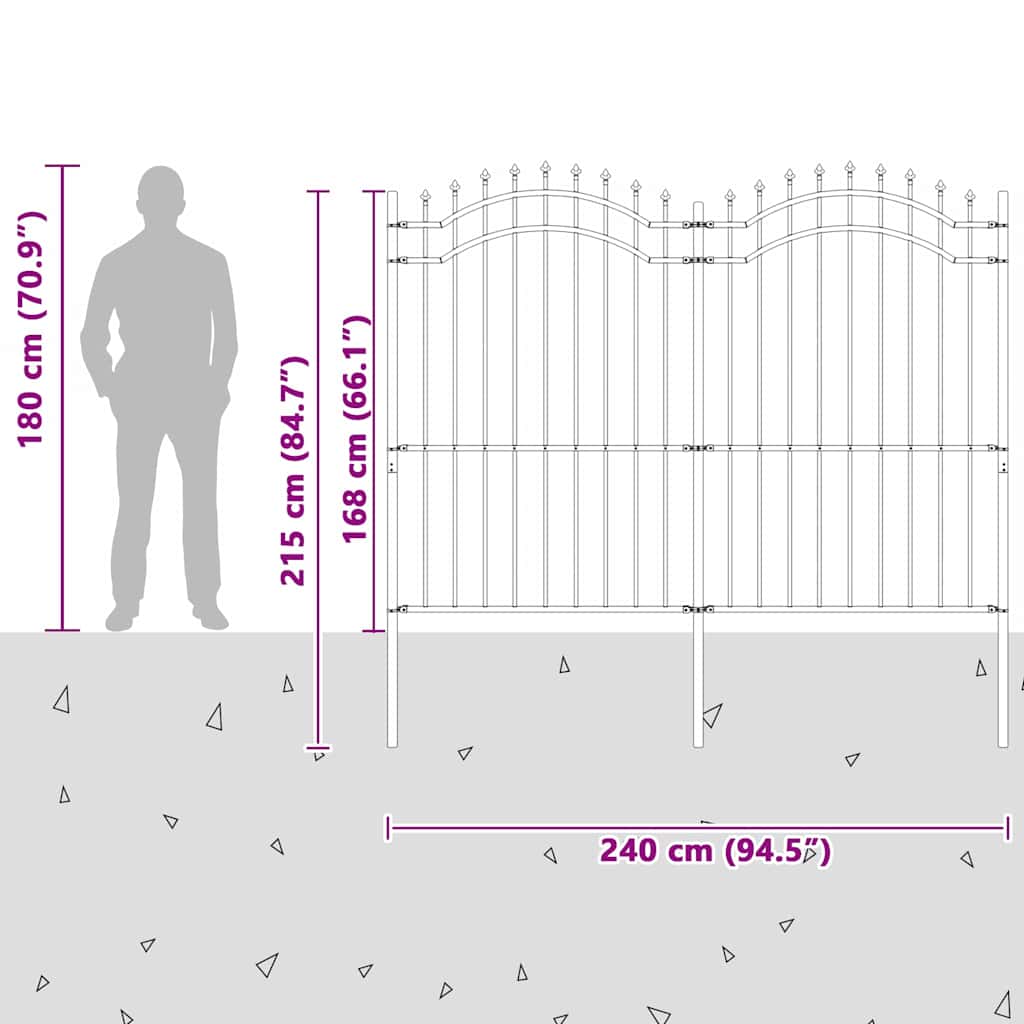 Gard de Grădină Alb 215 cm Oțel vopsit în pulbere GartenMobel Dekor