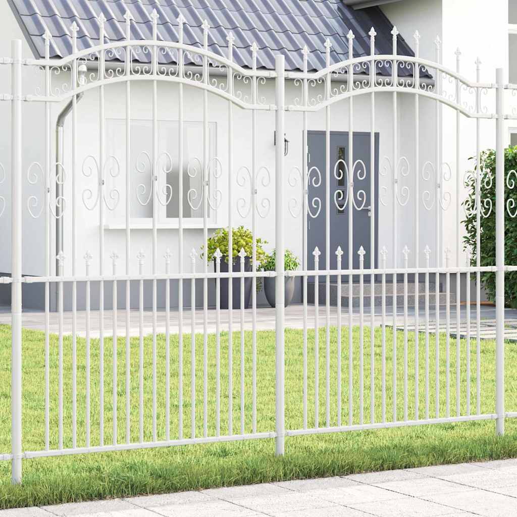 Gard de grădină Alb 215 cm Oțel vopsit în pulbere GartenMobel Dekor