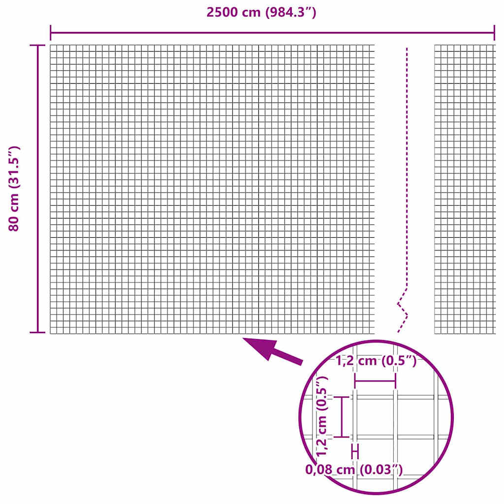 Gard din sârmă sudată Verde 0.8 x 25 m Oțel GartenMobel Dekor