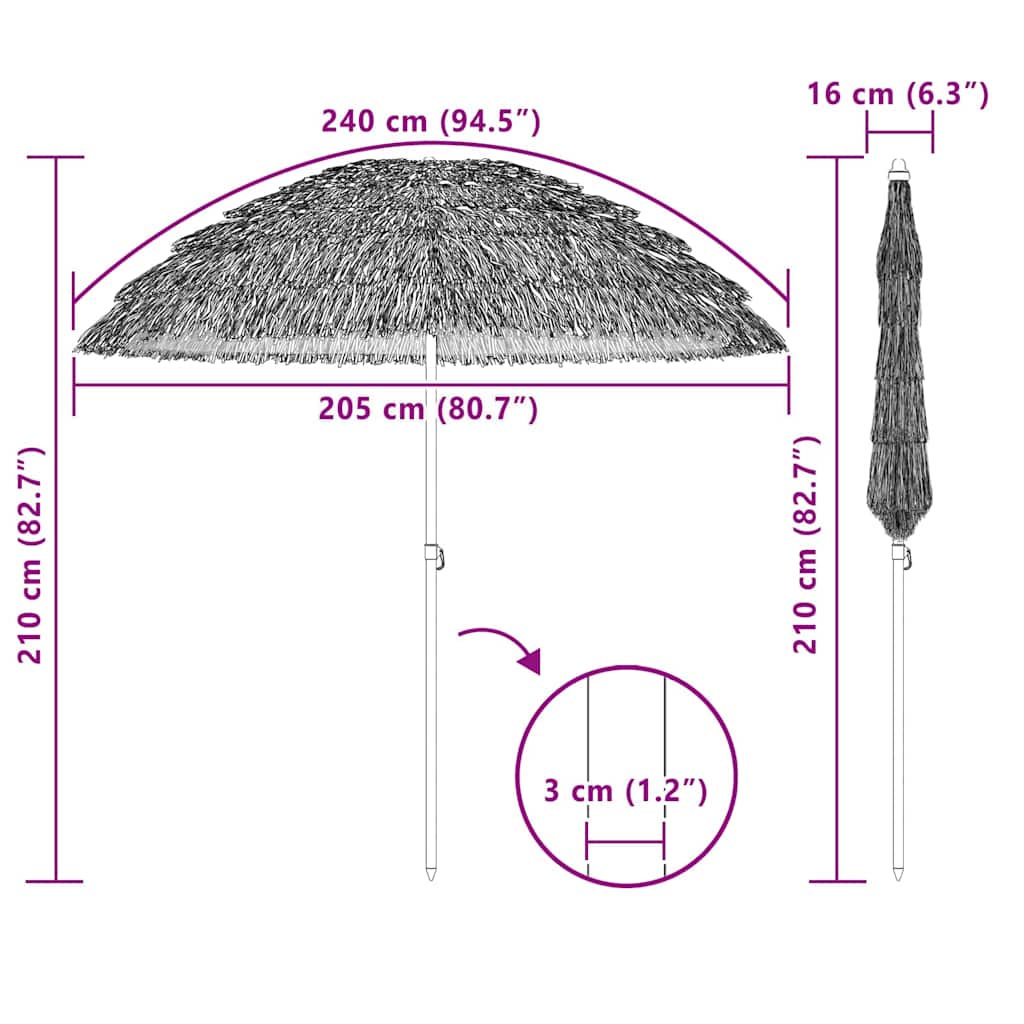 Parasol de Plajă Maro Ø 206 x 209.5 cm Oțel GartenMobel Dekor