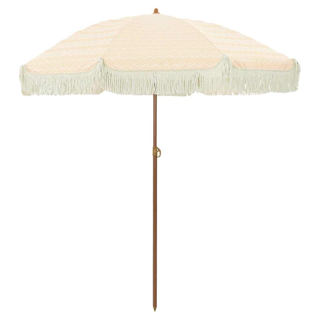 Umbrelă de soare Galben și alb Ø 160 x 195 cm Oțel GartenMobel Dekor