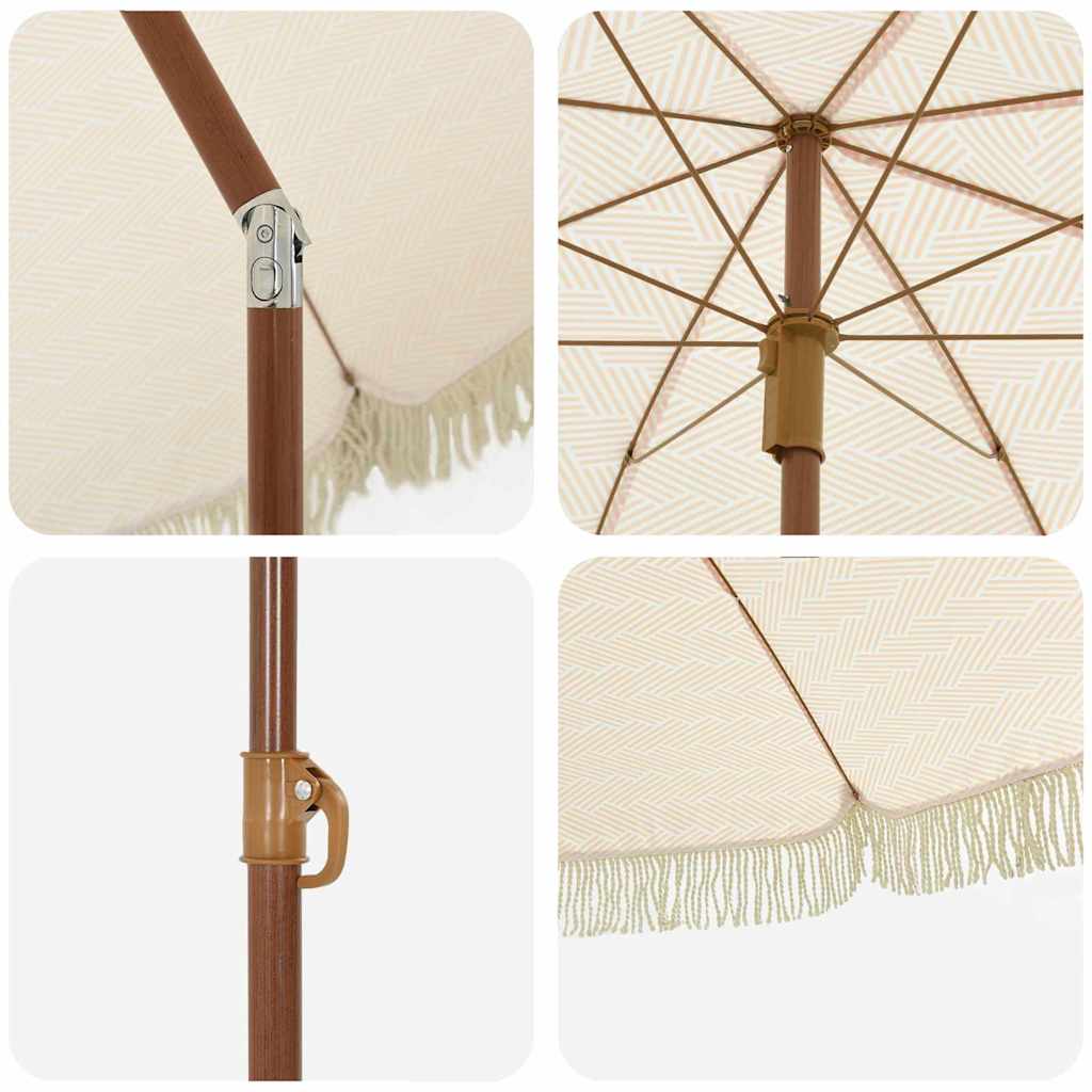 Umbrelă de soare Galben și alb Ø 160 x 195 cm Oțel GartenMobel Dekor