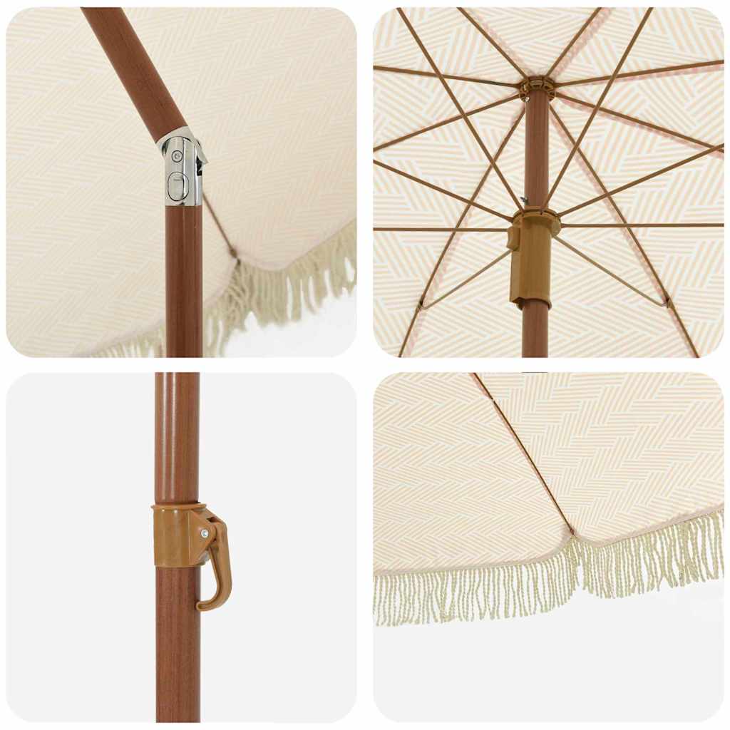 Umbrelă de soare Galben și alb Ø 205 x 209 cm Oțel GartenMobel Dekor