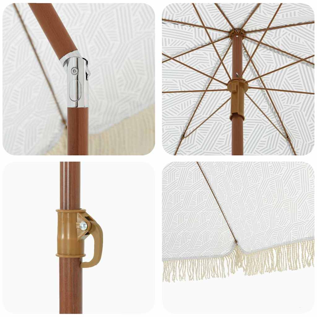 Umbrelă de soare Gri și alb Ø 160 x 195 cm Oțel GartenMobel Dekor