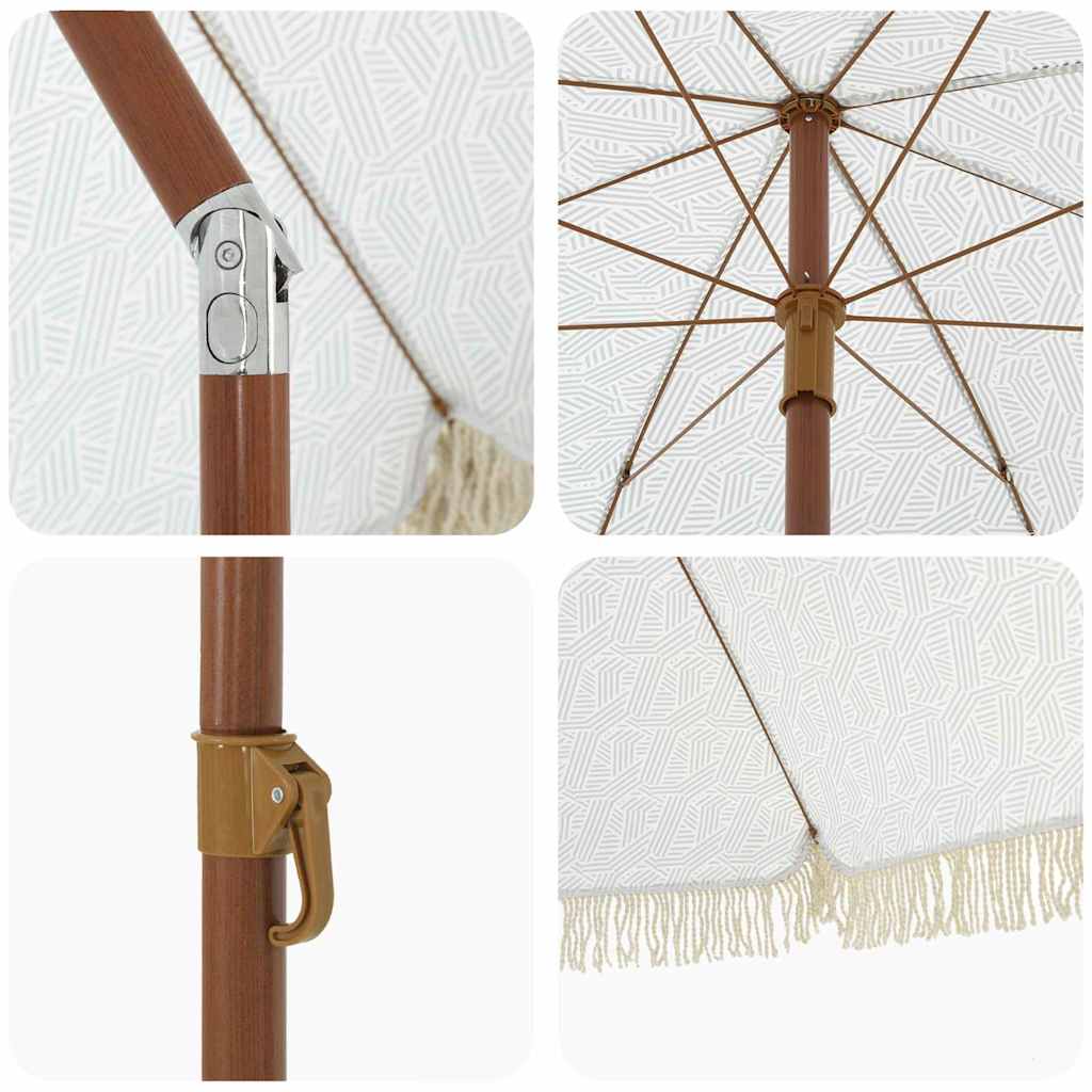 Umbrelă de soare Gri și alb Ø 205 x 209 cm Oțel GartenMobel Dekor