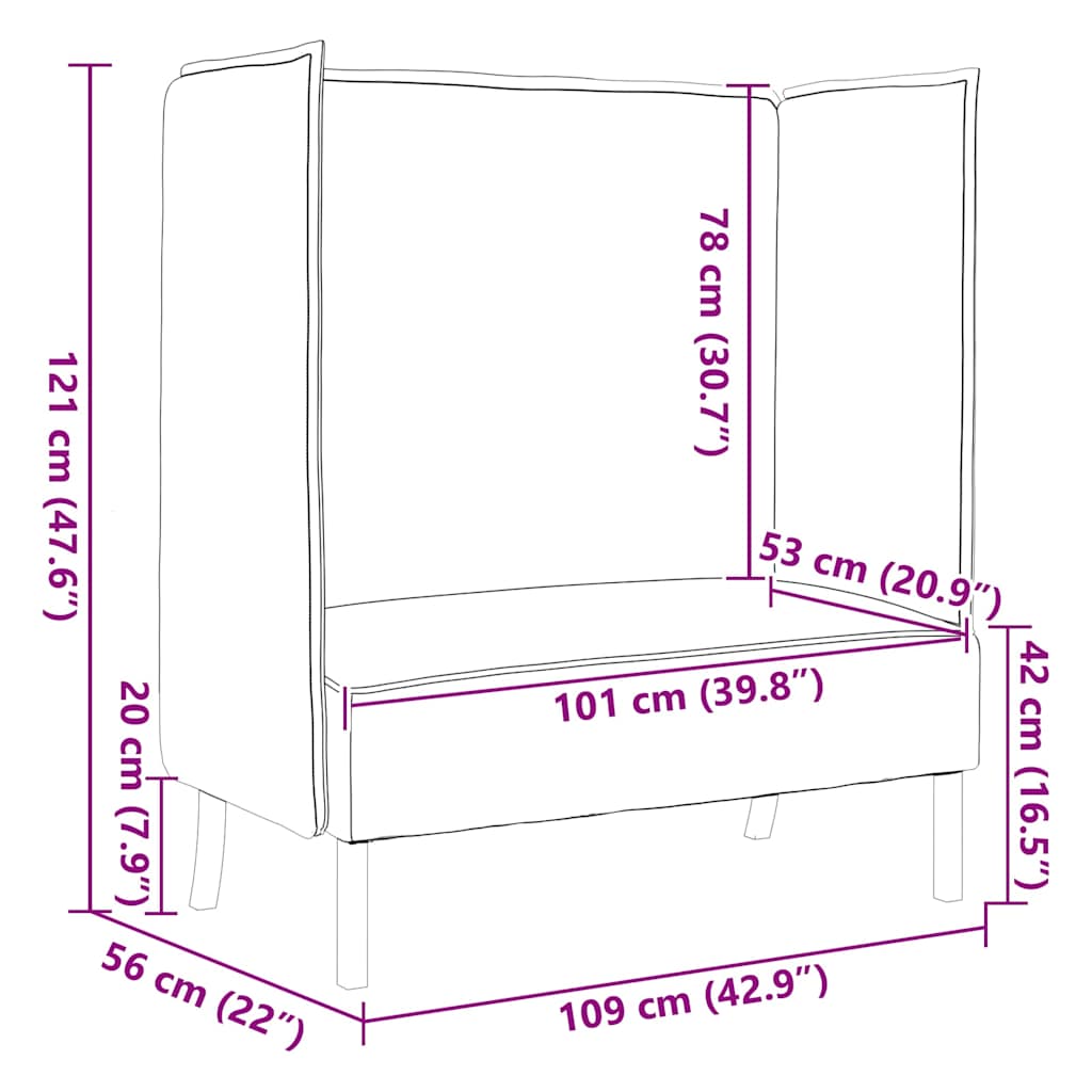 Canapea cu spătar înalt albastru 109 x 56 x 121 cm țesătură GartenMobel Dekor