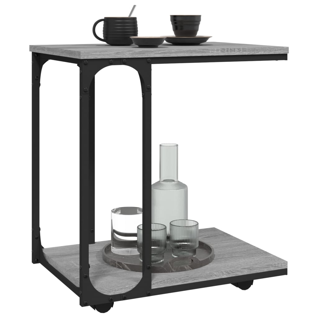 Masă laterală cu roți, gri sonoma 50x35x55,5 cm lemn prelucrat GartenMobel Dekor