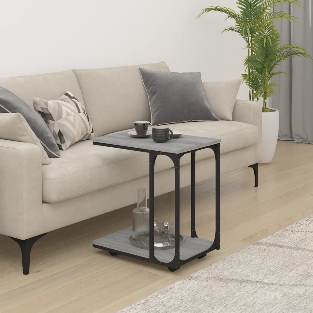 Masă laterală cu roți, gri sonoma 50x35x55,5 cm lemn prelucrat GartenMobel Dekor
