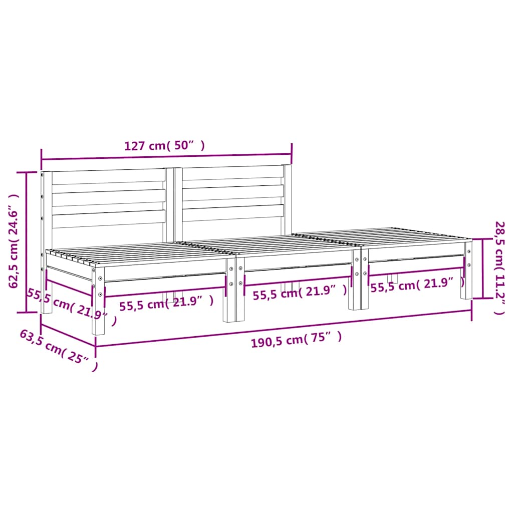 Canapea de grădină cu 3 locuri, alb, lemn masiv de pin GartenMobel Dekor