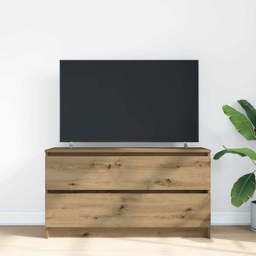 Comodă TV, stejar artizanal, 100x35x54 cm, lemn prelucrat GartenMobel Dekor