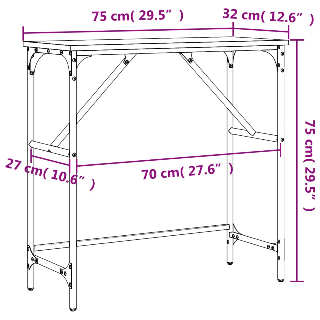 Masă consolă, stejar sonoma, 75x32x75 cm, lemn prelucrat GartenMobel Dekor