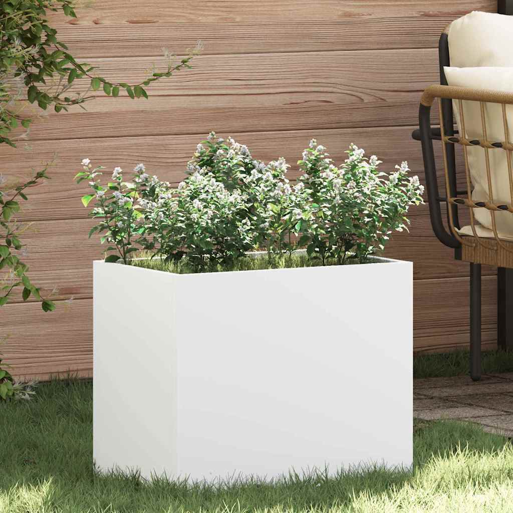 Vază pentru Grădină Alb 50 x 32 x 40 cm Oțel laminat la rece GartenMobel Dekor