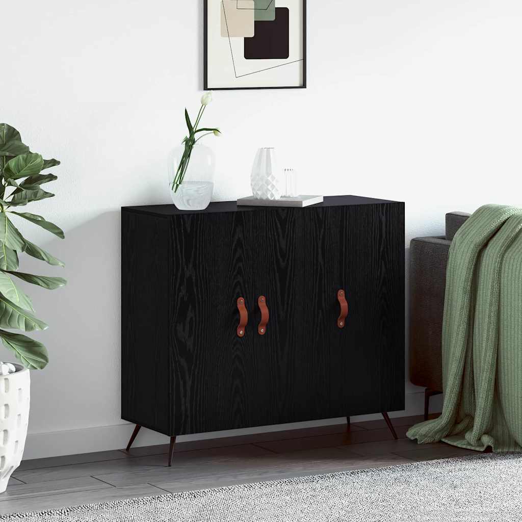 Bufet Negru 90 x 34 x 80 cm Lemn compozit GartenMobel Dekor