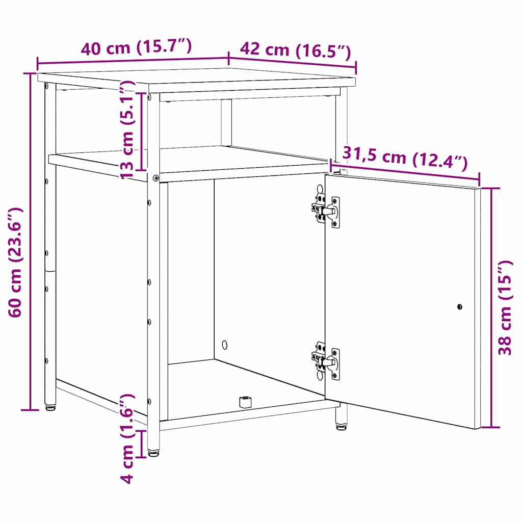 Dulap de noapte stejar artizanal Lemn compozit GartenMobel Dekor