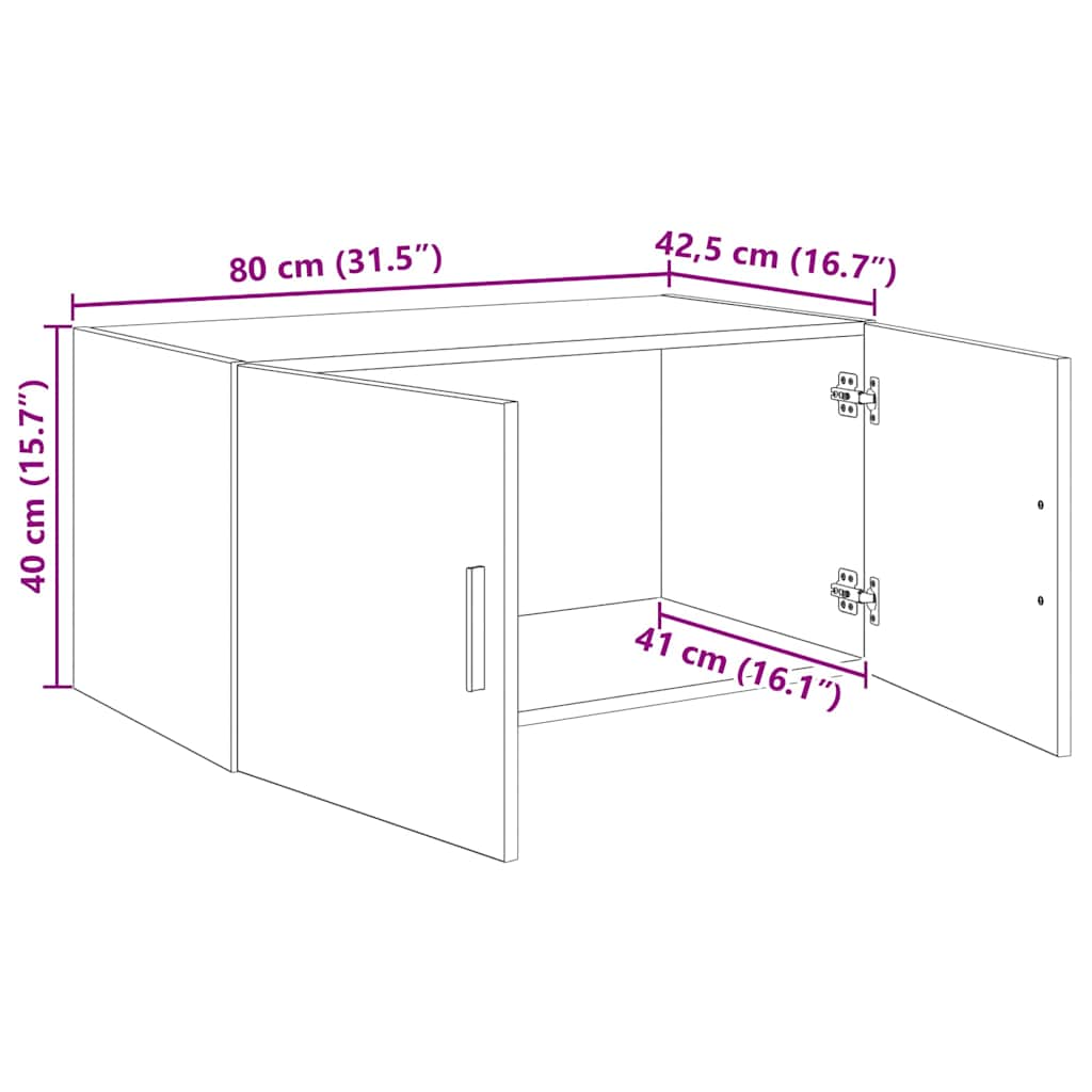 Dulap de perete Stejar negru 80 x 42.5 x 40 cm Lemn compozit GartenMobel Dekor