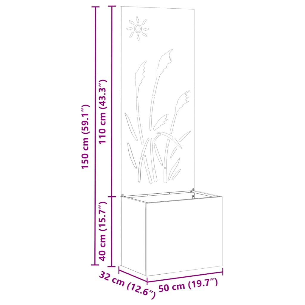 Ghiveci de Grădină cu Panou Decorativ Alb 50 x 140 cm GartenMobel Dekor