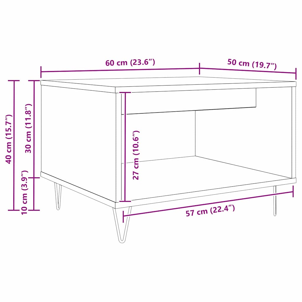 Masă de cafea Lemn vechi 60 x 50 x 40 cm Lemn compozit GartenMobel Dekor