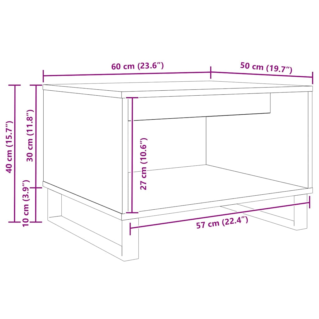 Masă de cafea Lemn vechi 60 x 50 x 40 cm Lemn compozit GartenMobel Dekor
