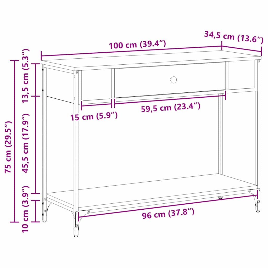 Masă de consolă Other stejar artizanal 100 x 34.5 x 75 cm GartenMobel Dekor