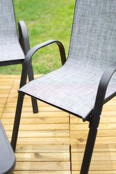 Set mobilier gradina textilene, 2 scaune, 1 canapea si 1 masa, gri deschis Household NewTrend