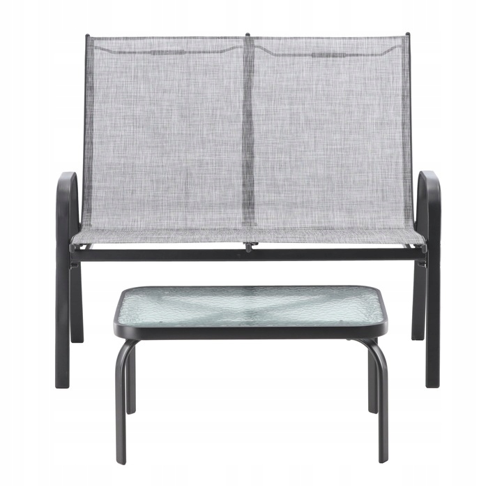 Set mobilier gradina textilene, 2 scaune, 1 canapea si 1 masa, gri deschis Household NewTrend