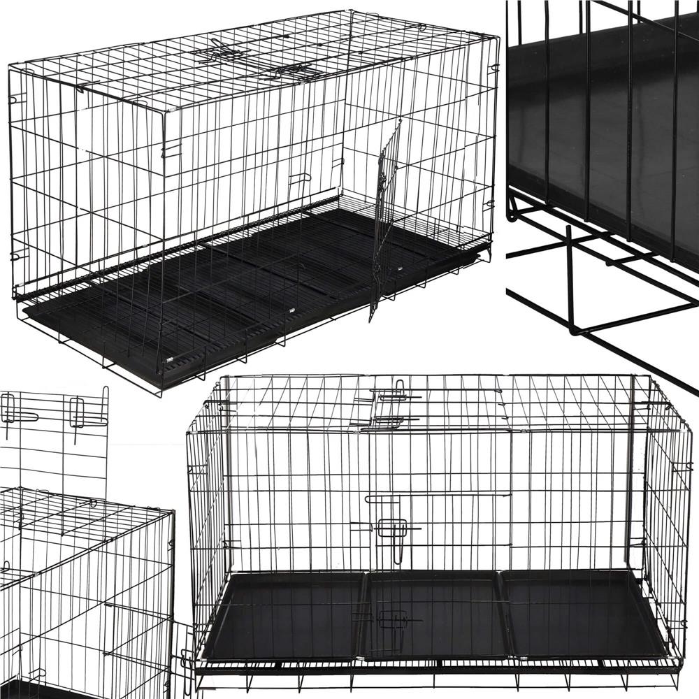 Cusca pentru animale, 2 usi, Pliabila din metal, XXL, Negru, 130x70x61 cm Household NewTrend