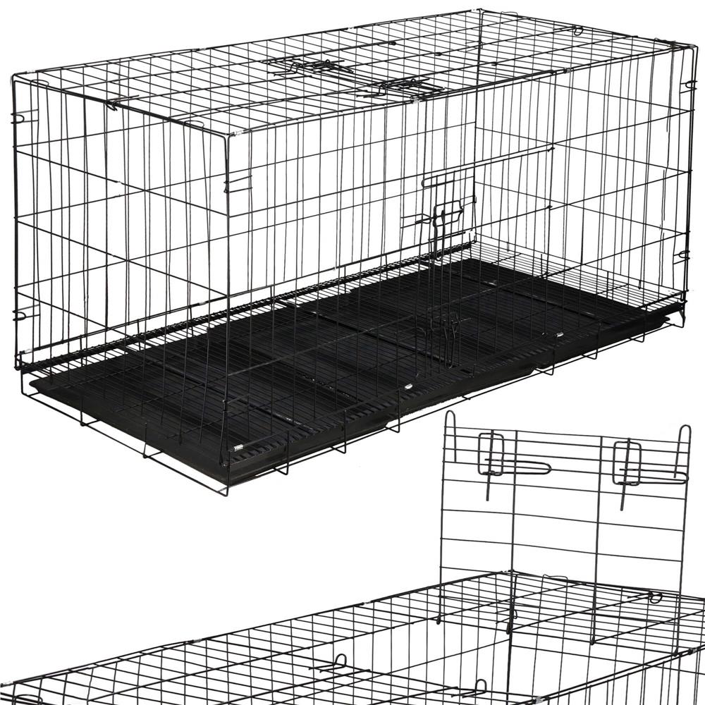 Cusca pentru animale, 2 usi, Pliabila din metal, XXL, Negru, 130x70x61 cm Household NewTrend