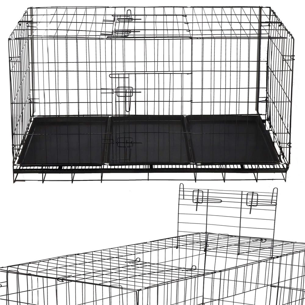 Cusca pentru animale, 2 usi, Pliabila din metal, XXL, Negru, 130x70x61 cm Household NewTrend