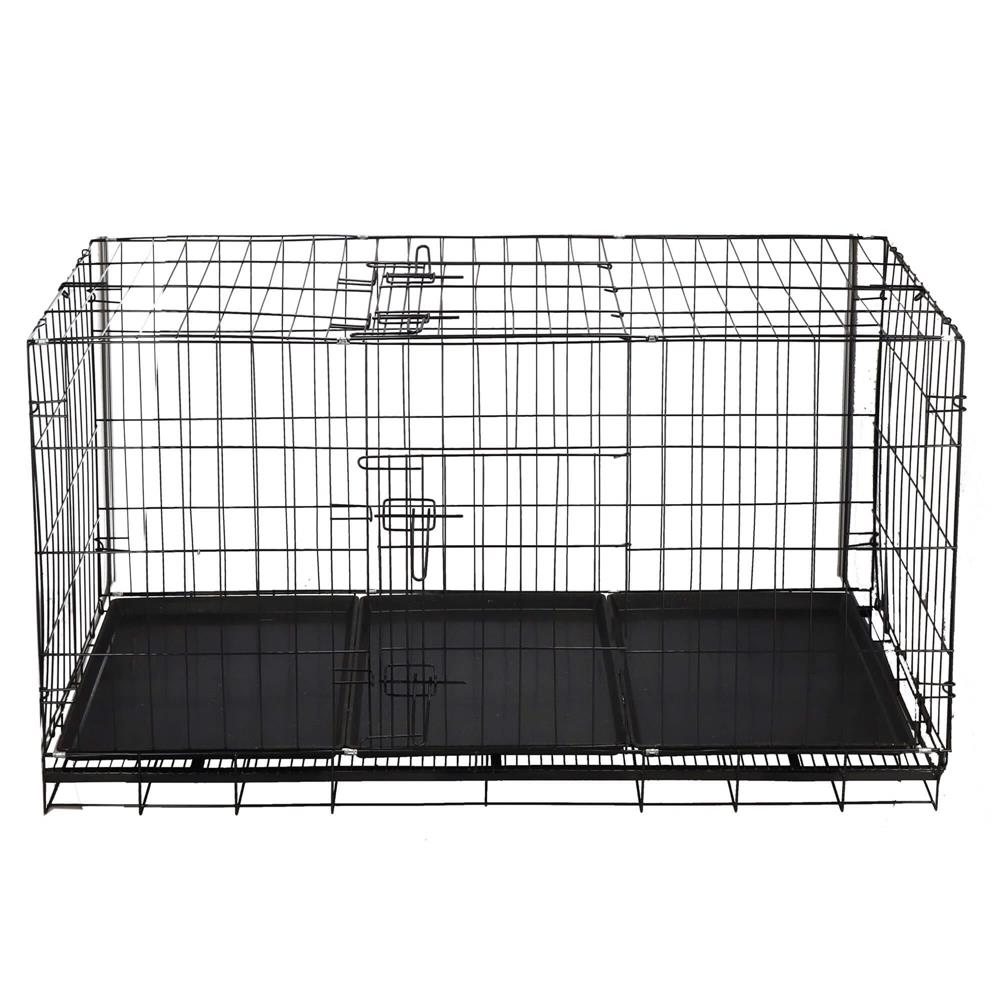 Cusca pentru animale, 2 usi, Pliabila din metal, XXL, Negru, 130x70x61 cm Household NewTrend