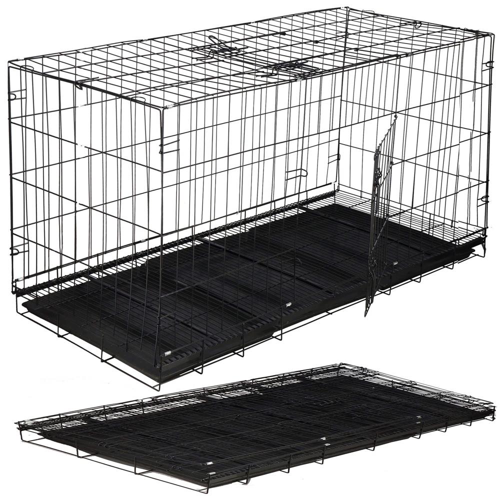 Cusca pentru animale, 2 usi, Pliabila din metal, XXL, Negru, 130x70x61 cm Household NewTrend