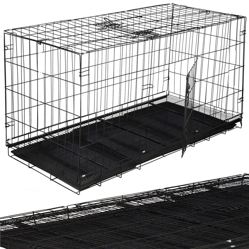 Cusca pentru animale, 2 usi, Pliabila din metal, XXL, Negru, 130x70x61 cm Household NewTrend