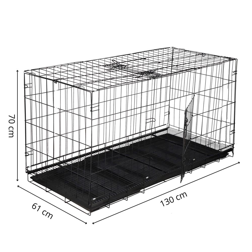 Cusca pentru animale, 2 usi, Pliabila din metal, XXL, Negru, 130x70x61 cm Household NewTrend
