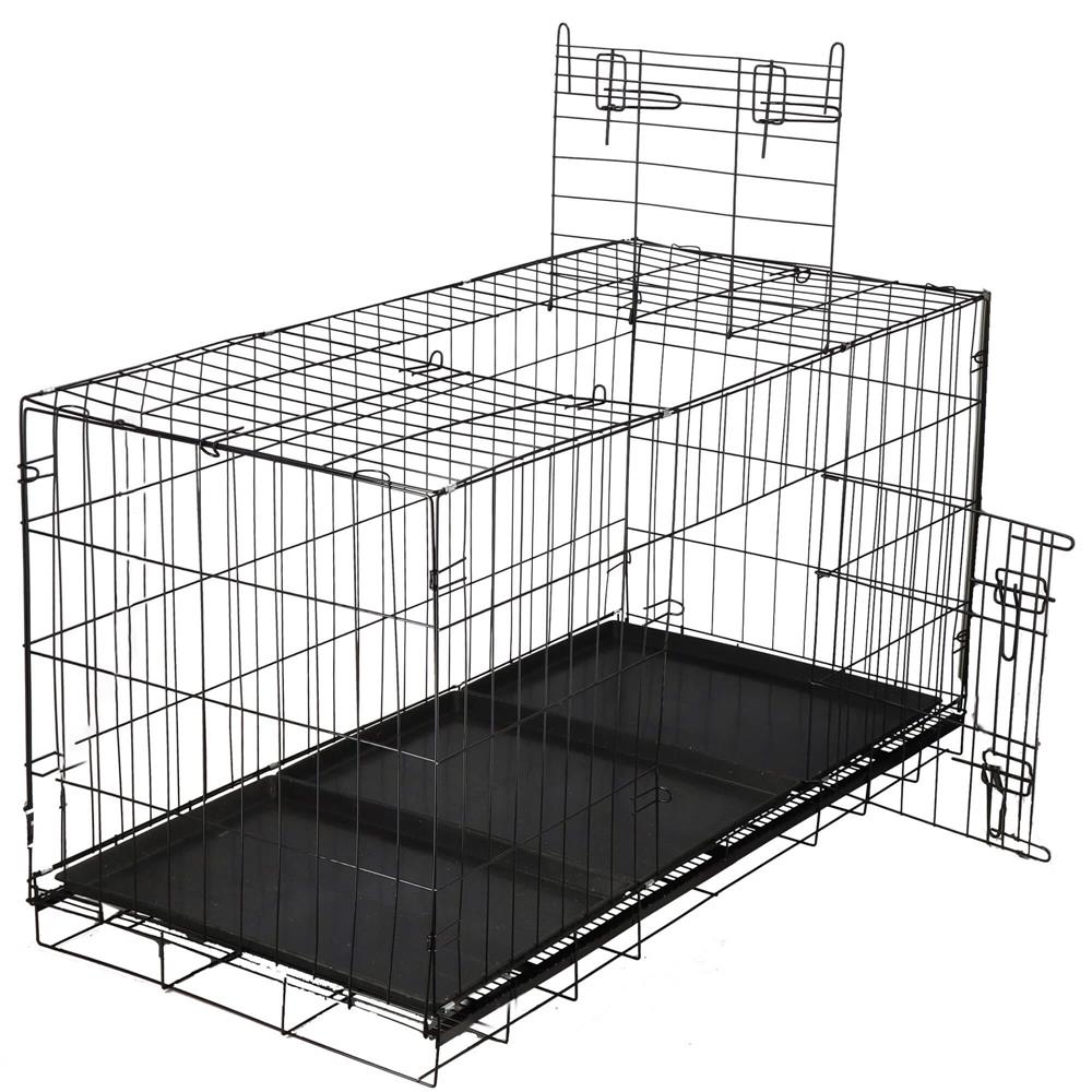Cusca pentru animale, 2 usi, Pliabila din metal, XXL, Negru, 130x70x61 cm Household NewTrend